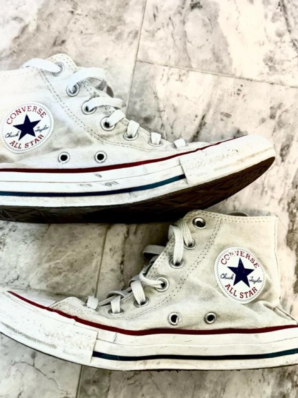 Converse platform White Canvas High Top Sneakers with black trim